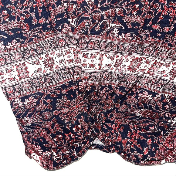 Lucky Brand Black & Red Boho Floral Print Knot Front Top Xsmall Women’s - Picture 4 of 10